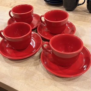Fiestaware mugs and saucers- 4 count each